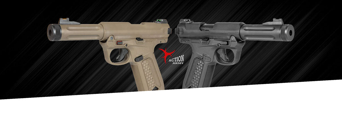 pair of AA-P01 airsoft pistols from Action Army