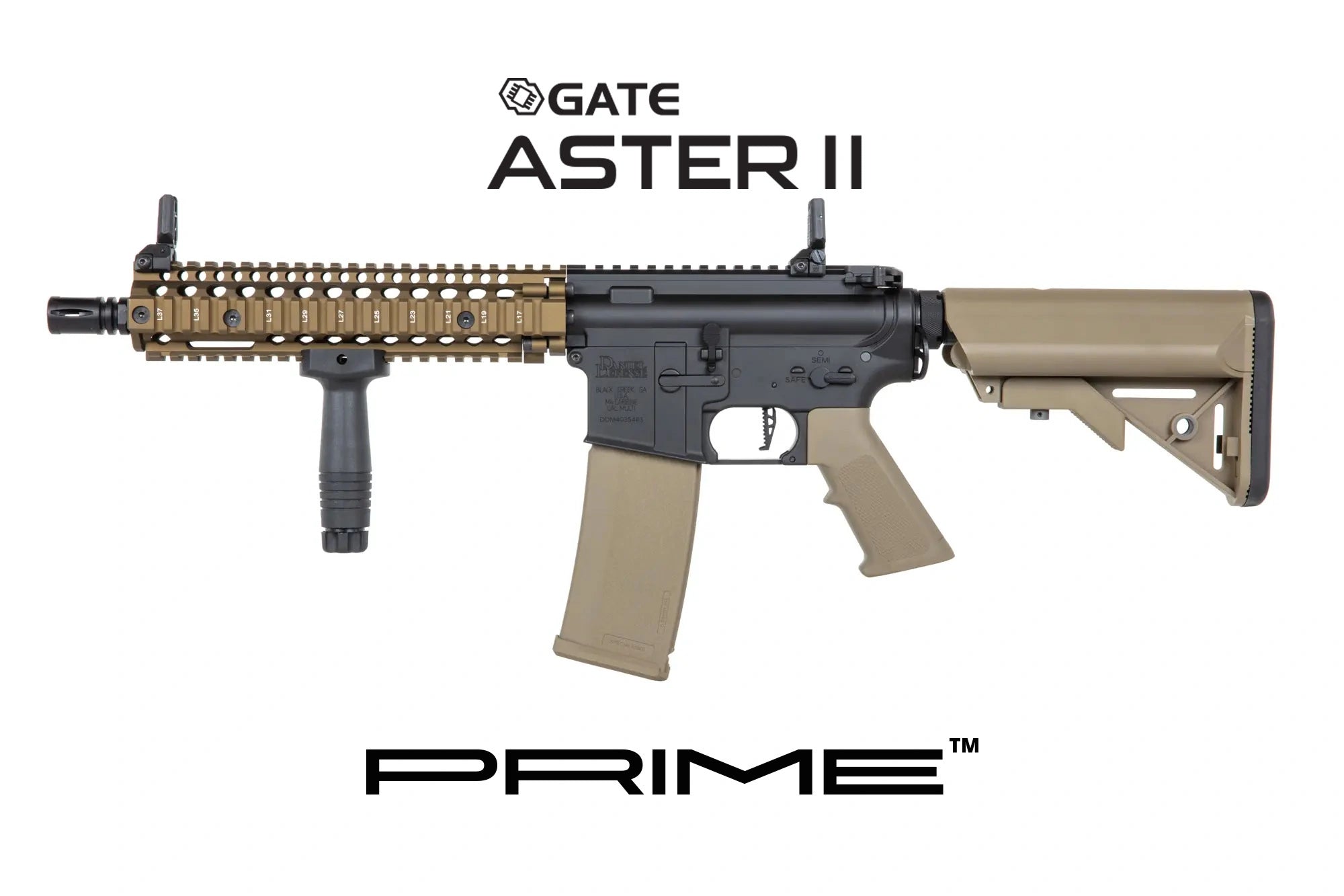 M4 MK18 airsoft gun Daniel Defense SA-P19 Prime Aster II ETU | Bronze