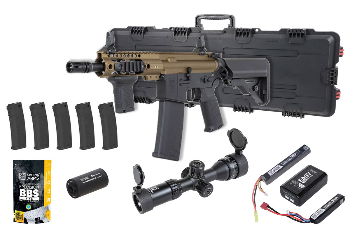 Specna Arms SA-P21 Prime Premium Airsoft Bundle - Rifle, Optic, Batteries, Magazines and Case