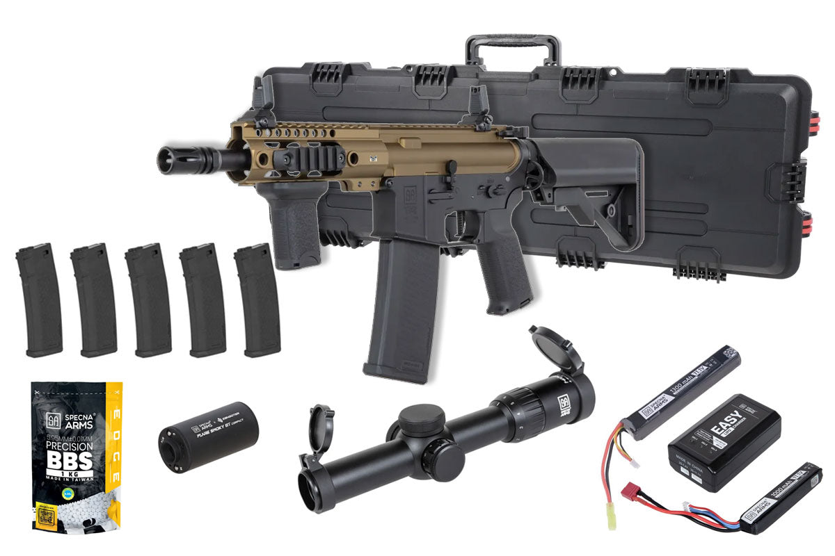 Specna Arms SA-P21 Prime Premium Airsoft Bundle - Rifle, Optic, Batteries, Magazines and Case