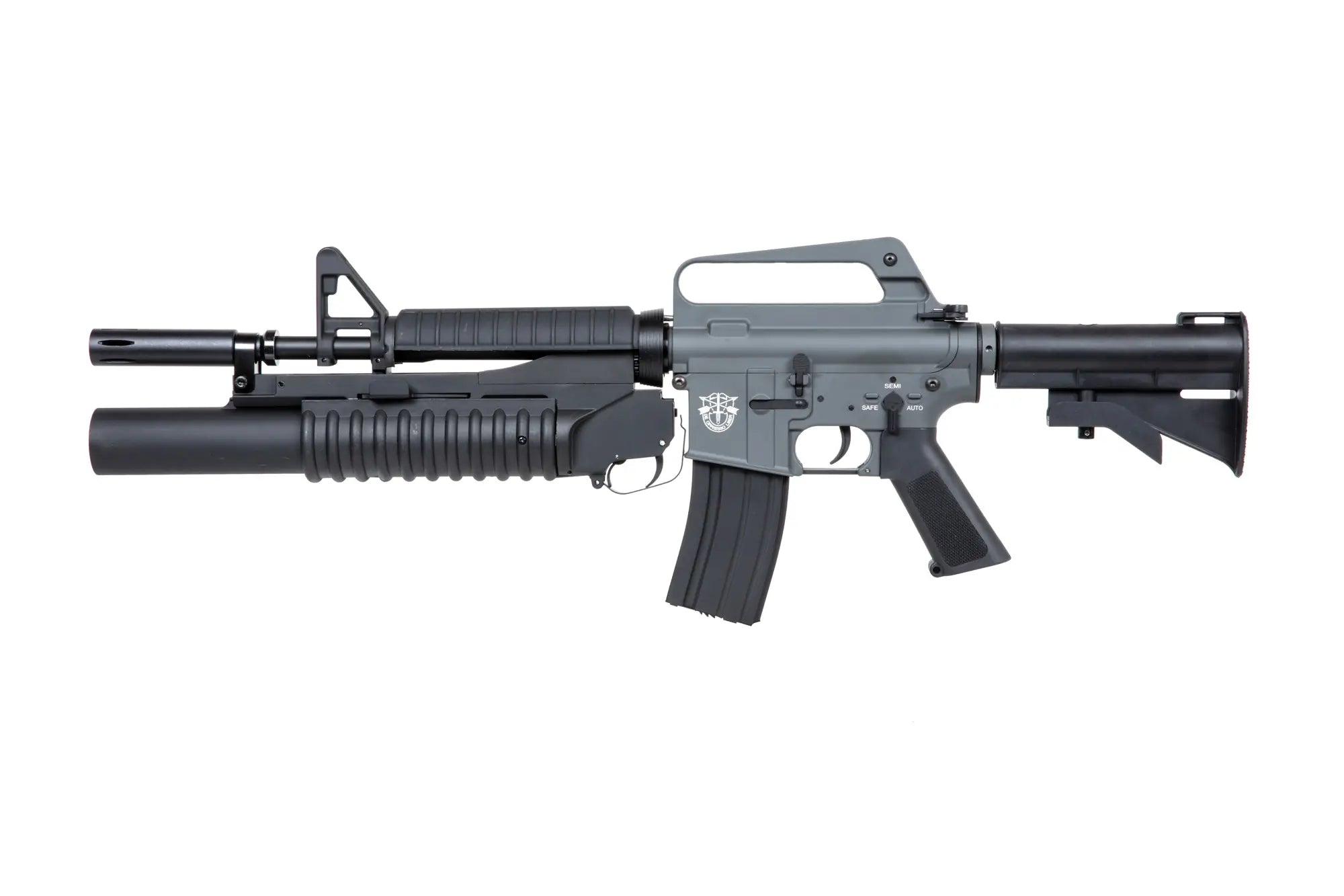 XM177 + M203 airsoft grenade launcher (EC-704) Grey