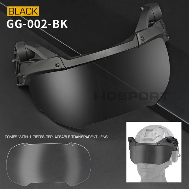 Tactical helmet outer suspension flip goggles - Black Home > All products > Airsoft equipment and guns cases > Goggles and masks on airsoft > Goggles on Airsoft Wosport