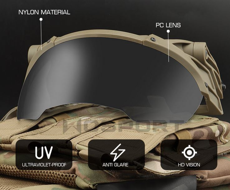 Tactical helmet outer suspension flip goggles - Black Home > All products > Airsoft equipment and guns cases > Goggles and masks on airsoft > Goggles on Airsoft Wosport