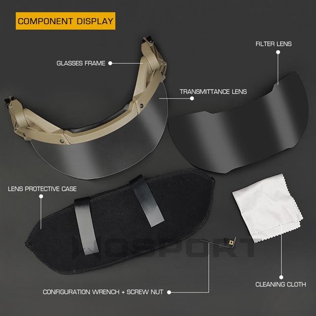 Tactical helmet outer suspension flip goggles - TAN Home > All products > Airsoft equipment and guns cases > Goggles and masks on airsoft > Goggles on Airsoft Wosport