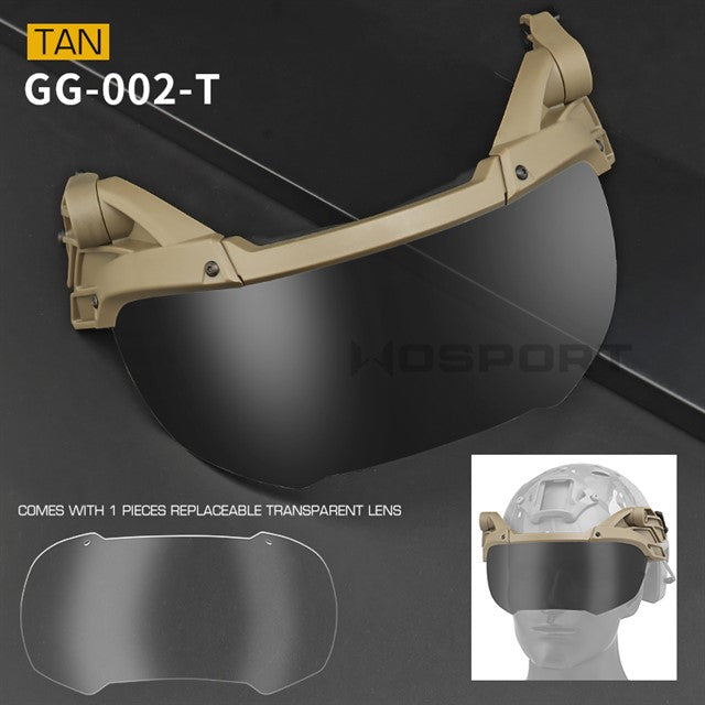 Tactical helmet outer suspension flip goggles - TAN Home > All products > Airsoft equipment and guns cases > Goggles and masks on airsoft > Goggles on Airsoft Wosport