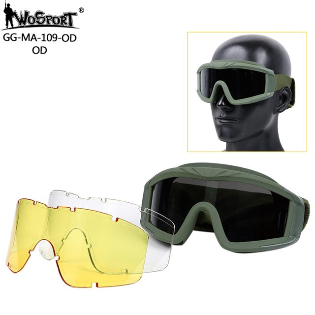 WST Desert Storm Goggles, 3 Lenses set - Green Home > All products > Airsoft equipment and guns cases > Goggles and masks on airsoft > Goggles on Airsoft Wosport