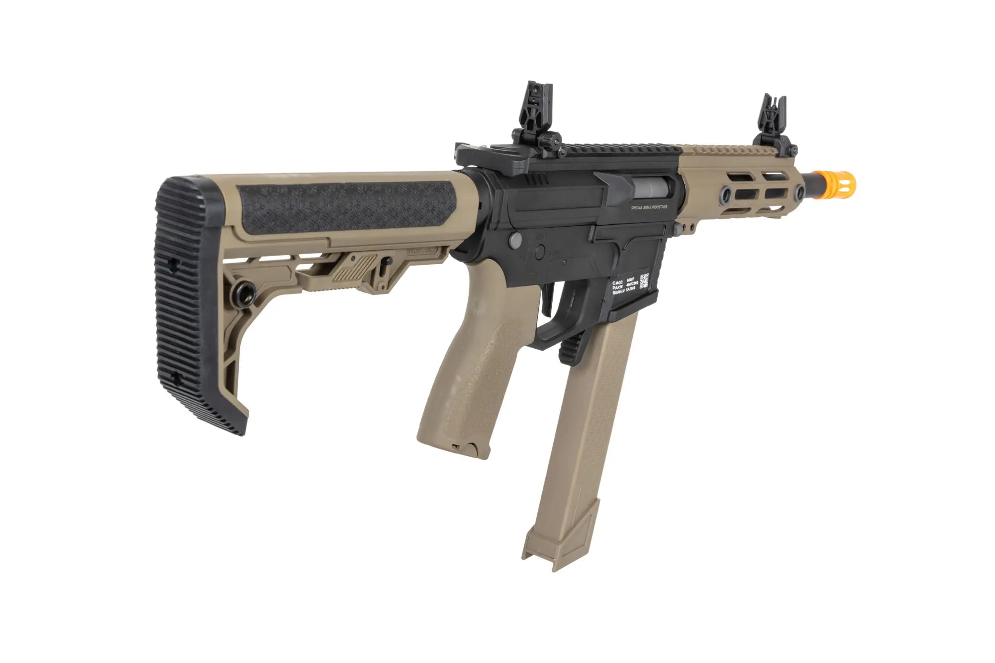 Airsoft Replica SA-FX01 FLEX HAL ETU Half-Tan submachine gun with orange flash hider
