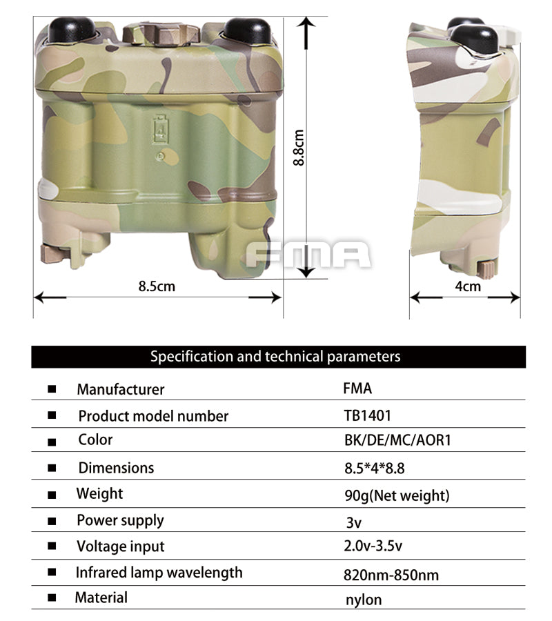 FMA PVS-31 Functional NVG Battery Case with IR Beacon - Tan
