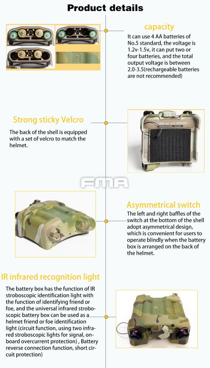 FMA PVS-31 Functional NVG Battery Case with IR Beacon - Tan