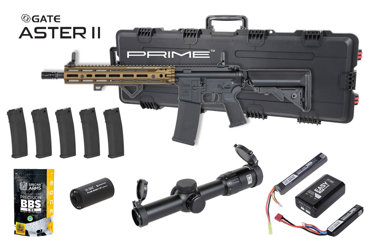 Specna Arms Daniel Defense SA-P28 Prime RIS III 12.5" Premium Airsoft Bundle - Rifle, Optic, Batteries, Magazines and Case