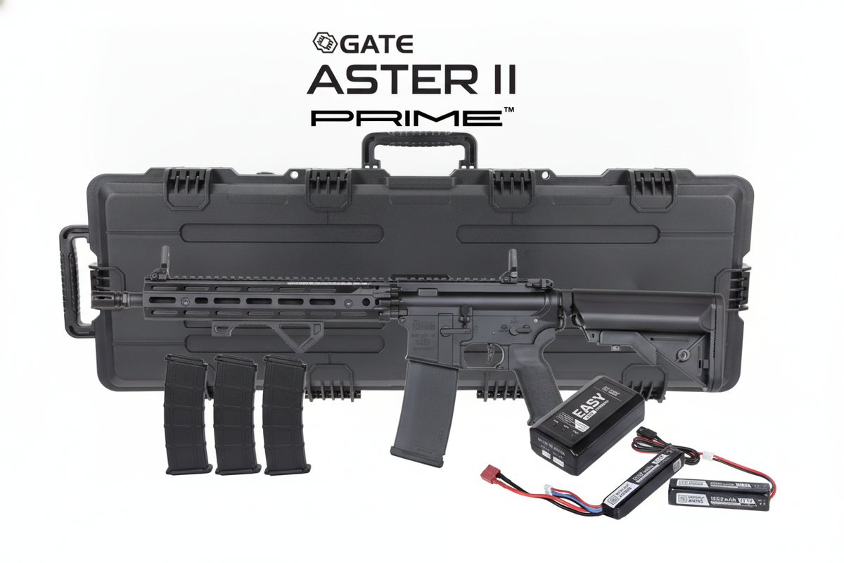 Specna Arms Daniel Defense SA-P28 Prime RIS III 12.5" Premium Airsoft Bundle - Rifle, Optic, Batteries, Magazines and Case