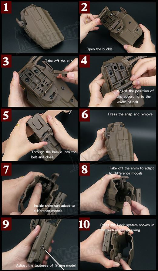 WST Universal Belt Holster GB35 Full size (Glock 17, P226, M92F), Right Hand - Tan Fondine Wosport