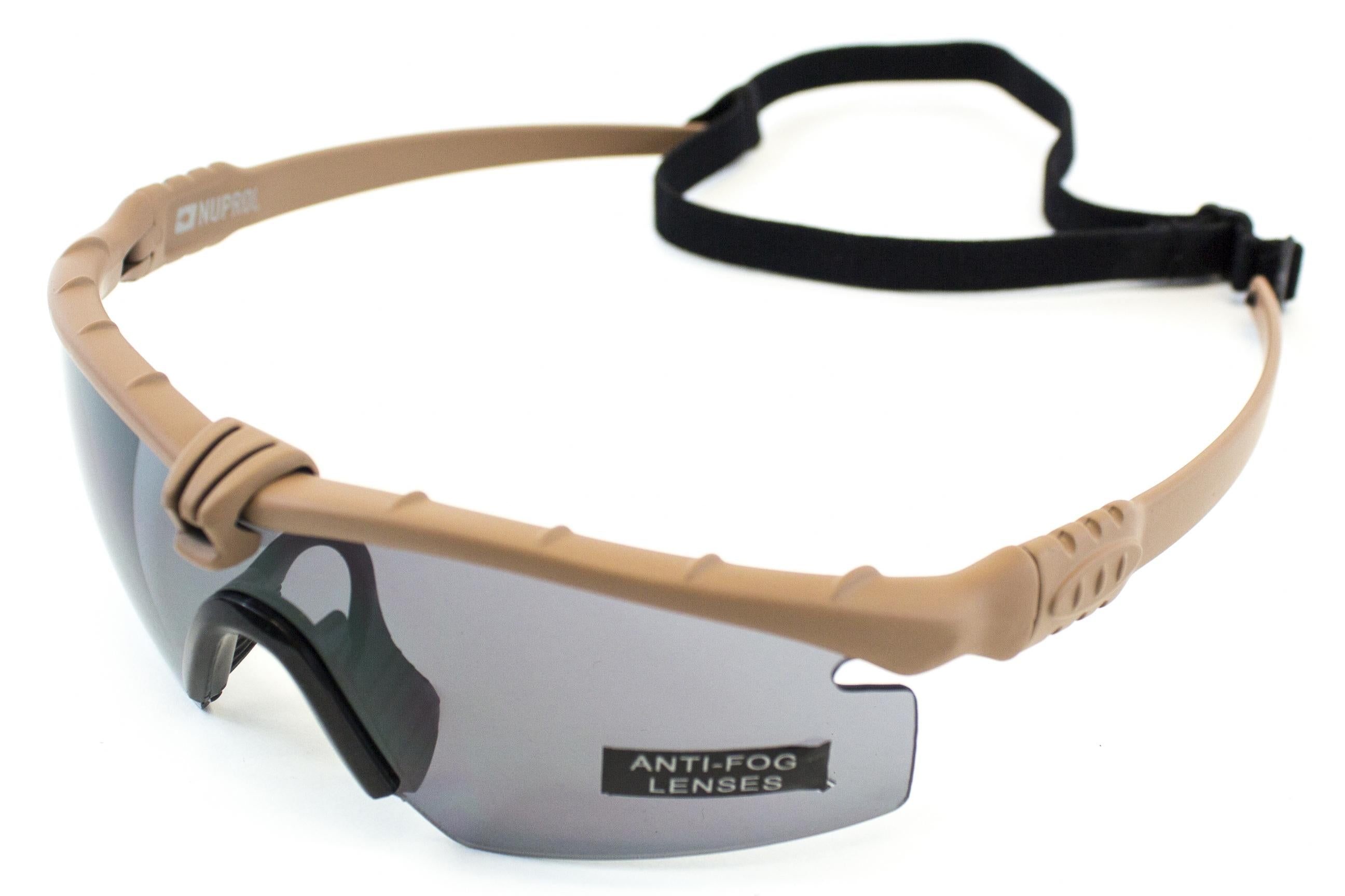 NUPROL Safety Glasses BATTLE PRO'S, Smoked Lens - Tan
