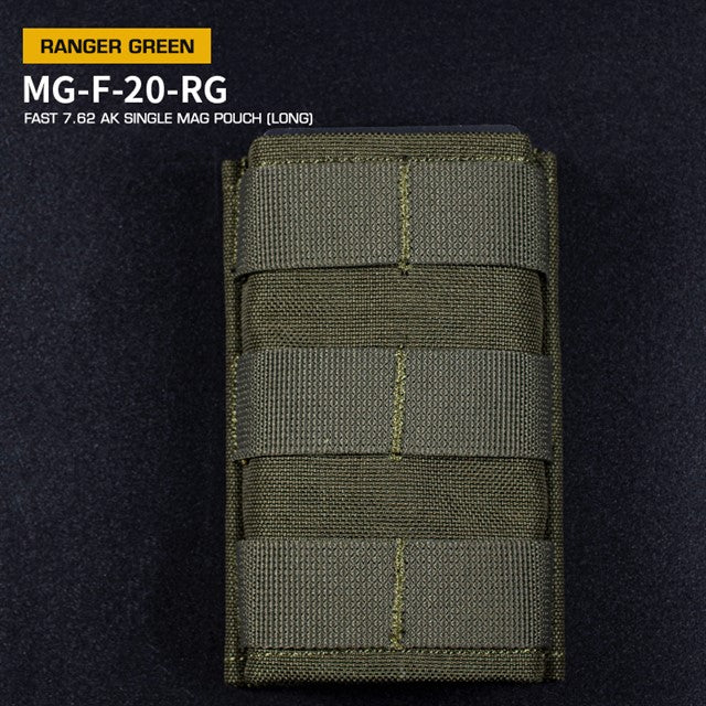 FAST Type Single 7.62 Magazine Pouch for AK - Ranger Green Home > All products > Airsoft equipment and guns cases > Pouches, pockets, discarders > Pouches for rifle trays > Cuts for storage Mid-cap Magazines for 7.62 (AK/417) Wosport