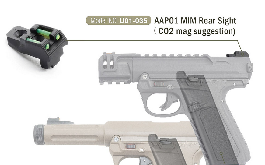 AA MIM Fiber-Optic Metal Rear Sight for AAP-01 - Black