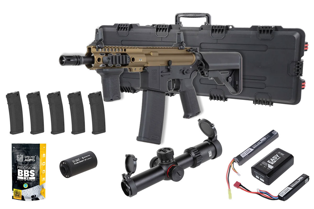Specna Arms SA-P21 Prime Premium Airsoft Bundle - Rifle, Optic, Batteries, Magazines and Case