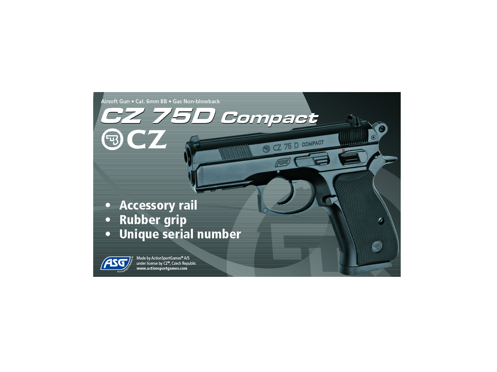 ASG CZ 75D Compact GNB Pistol (Fixed Slide) - Black
