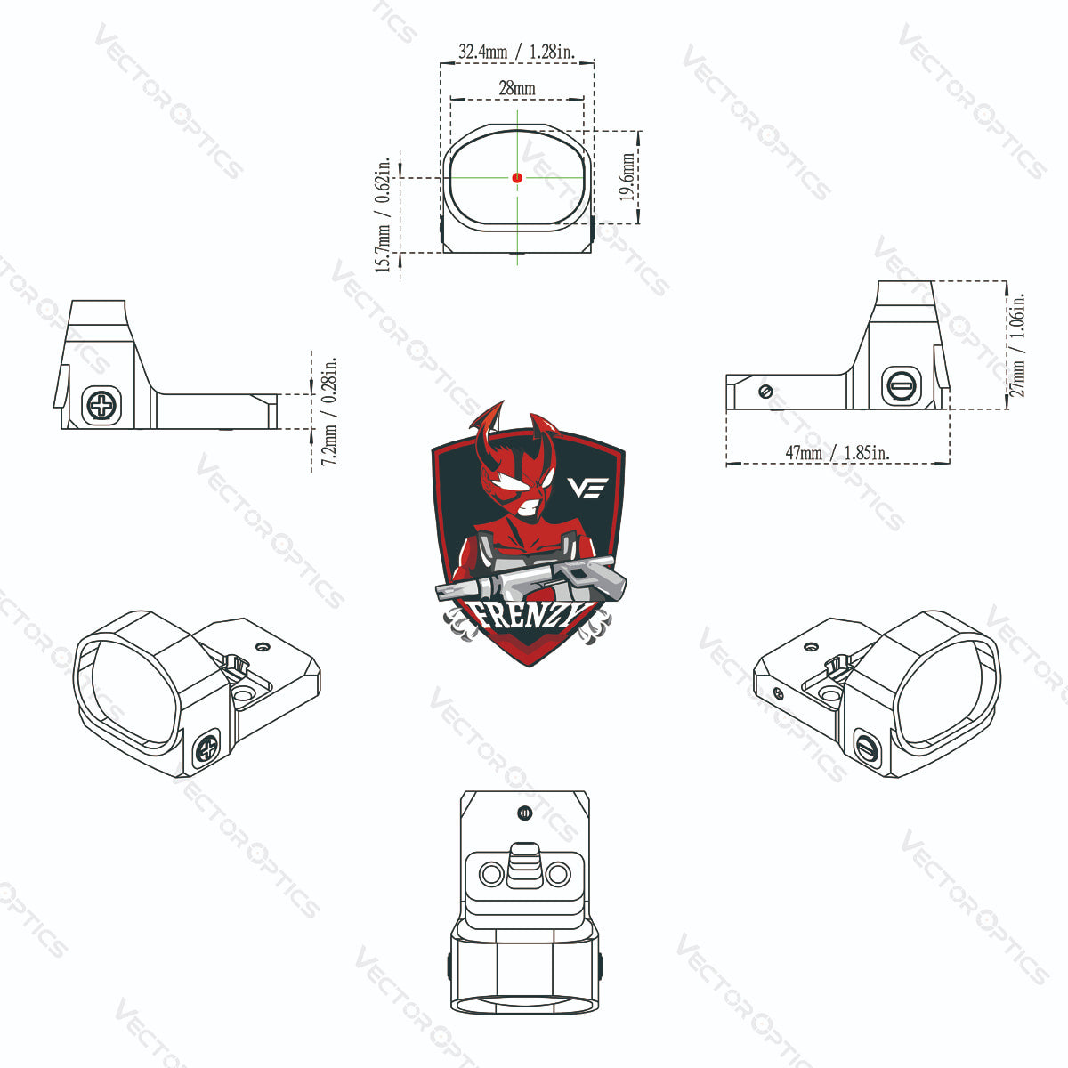 VO FRENZY 1x20x28 TEK(TM) Red Dot Sight - Black