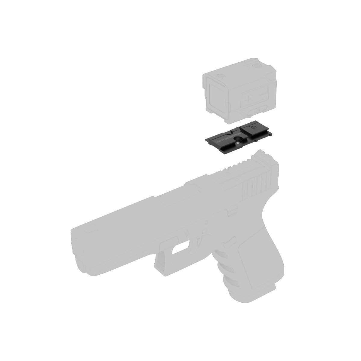 VO FRENZY Plus (VOD) CNC Mounting Plate for G-series MOS pistols - Black
