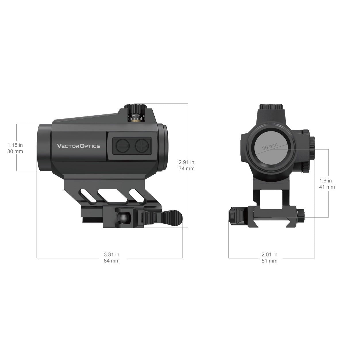 VO MAVERICK-II Plus 1x22 DBR Double-Reticle Red Dot Sight - Black