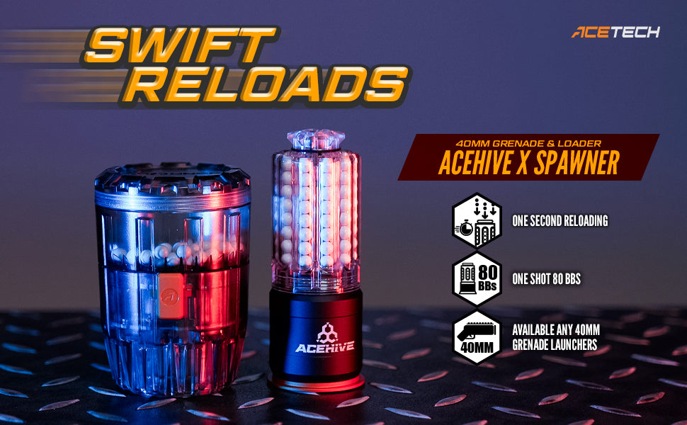 AceHive 40mm Gas Grenades, 80 BBs (2 pcs) and SPAWNER Loader