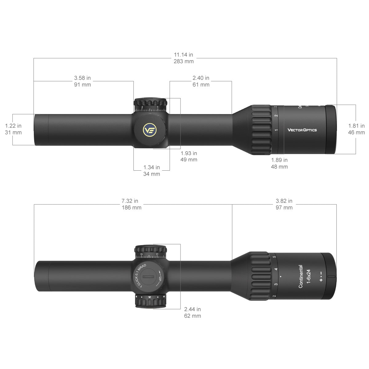Riflescope CONTINENTAL 1-6 x 24i Fiber (LPVO)