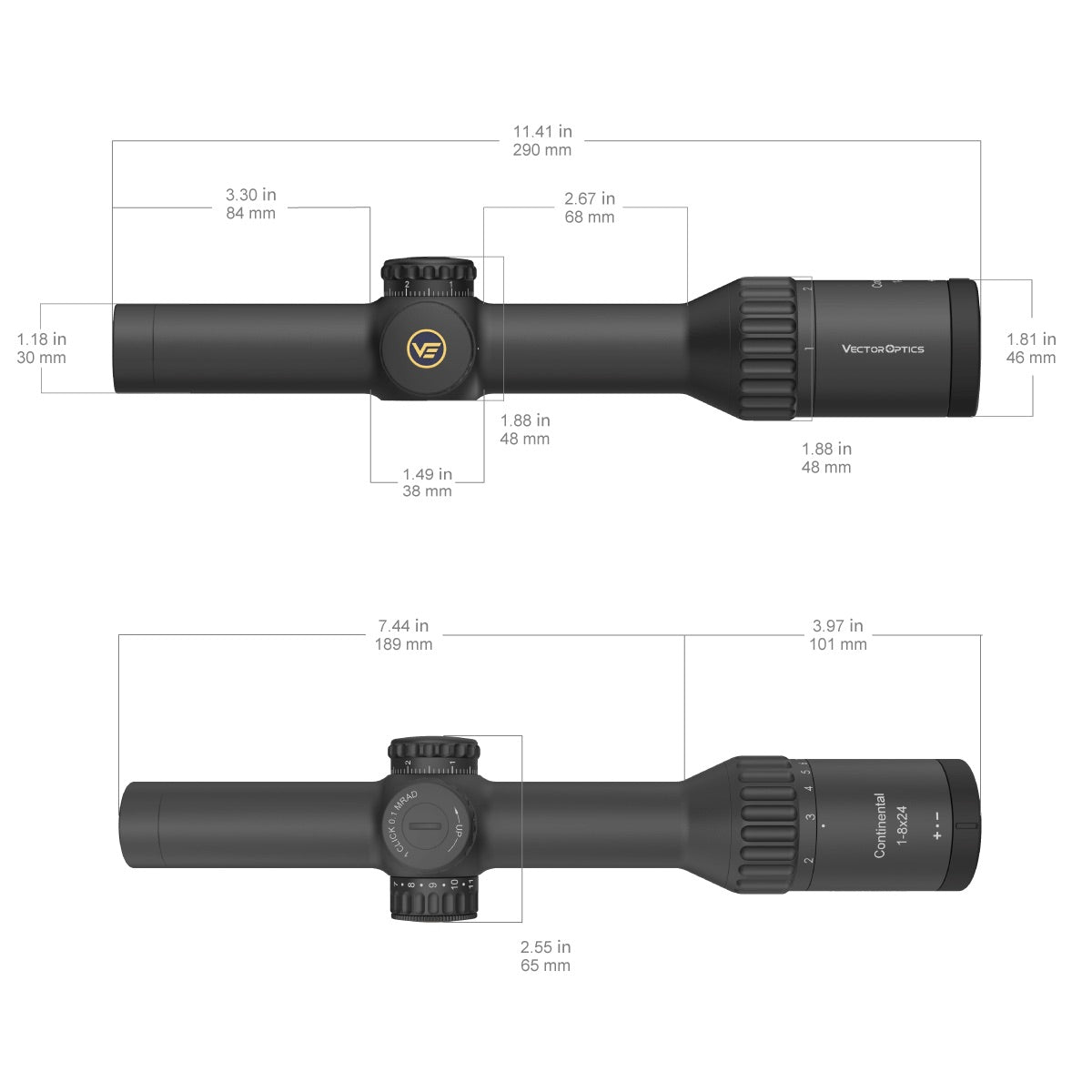 CONTINENTAL 1-8 x 24i ED Fiber LPRiflescope