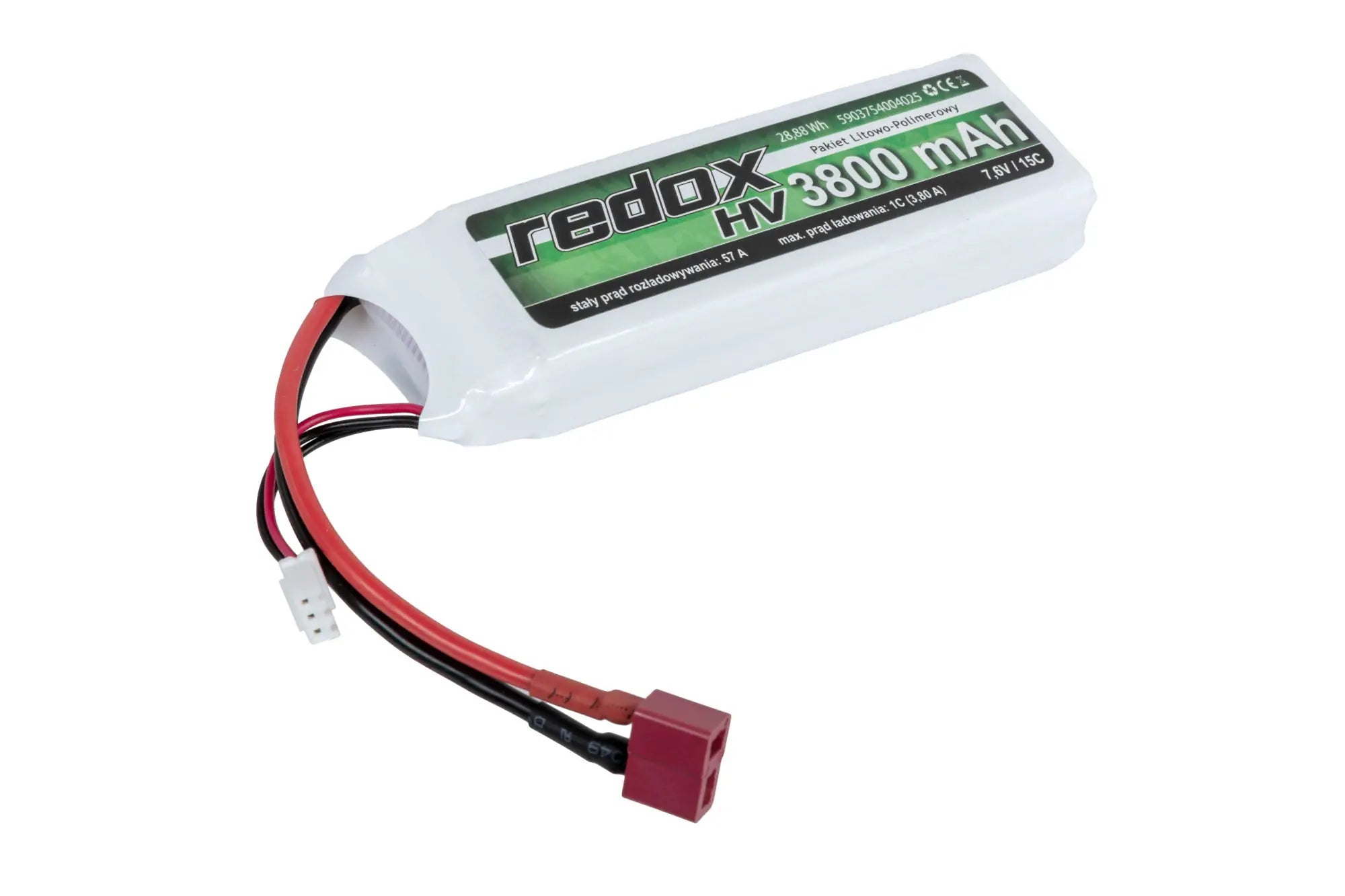 Li-Po Redox 3800 mAh 7.6 V High Voltage 15C Dean battery