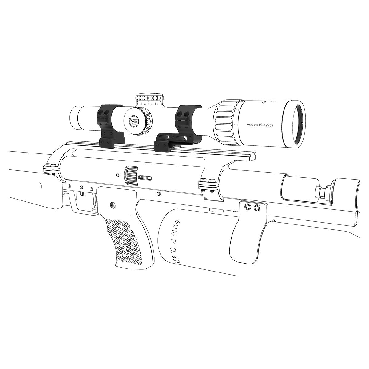 VO Cantilever Adjustable Mounting Rings for 30mm Riflescope - Black