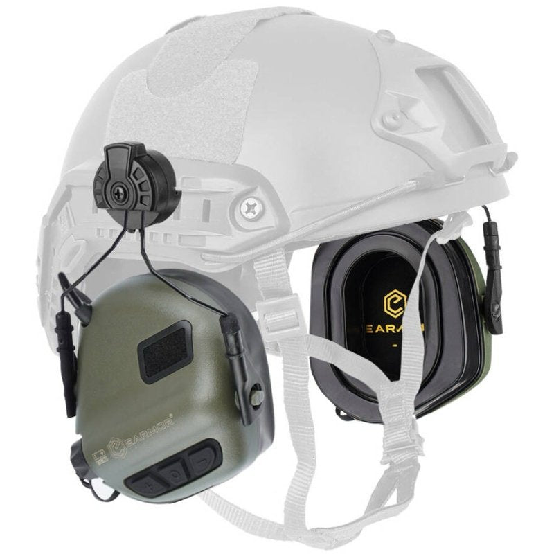 EARMOR M31 PLUS SET Electronic Hearing Protector, Headband / Helmet Mount - Foliage Green