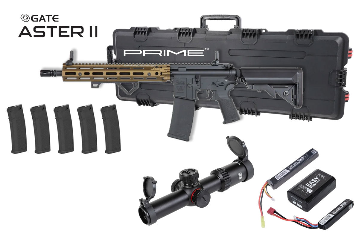 Specna Arms Daniel Defense SA-P28 Prime RIS III 12.5" Premium Airsoft Bundle - Rifle, Optic, Batteries, Magazines and Case
