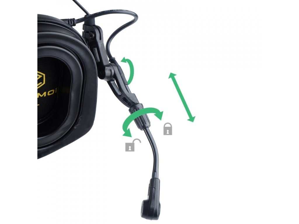 EARMOR M32H PLUS Electronic Tactical Headset, Helmet Mount - Black