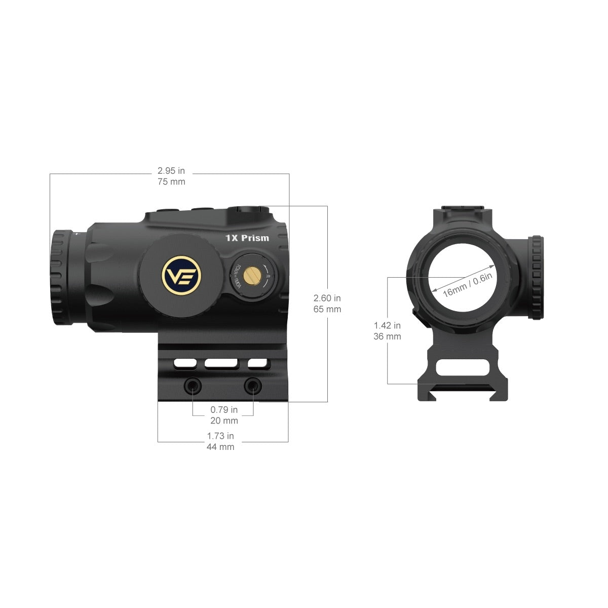 PARAGON 1x16 Micro Prism Sight - Black