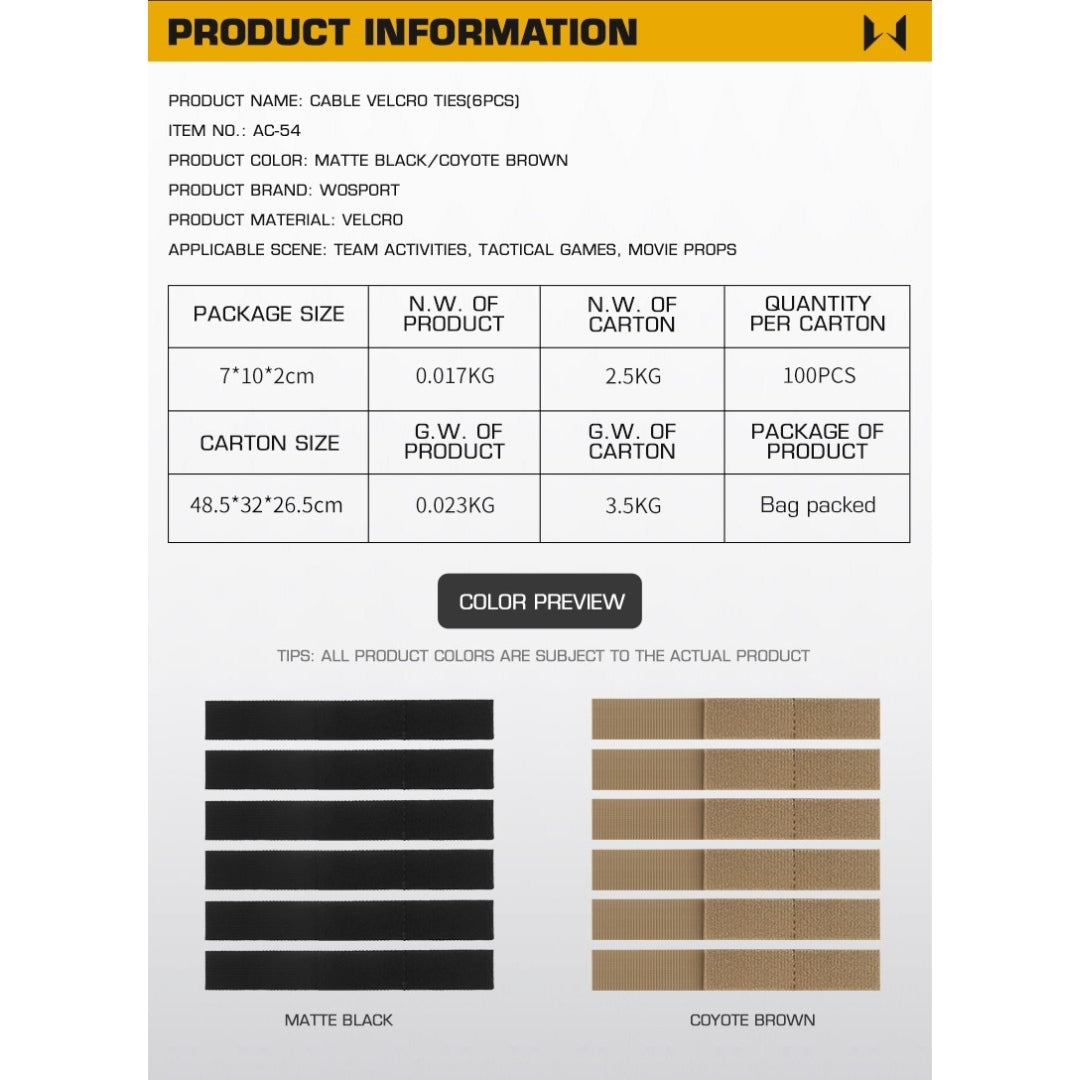 WST Cable Organizer, 6 pcs - Black Home > All products > Airsoft equipment and guns cases > Equipment components and accessories Wosport