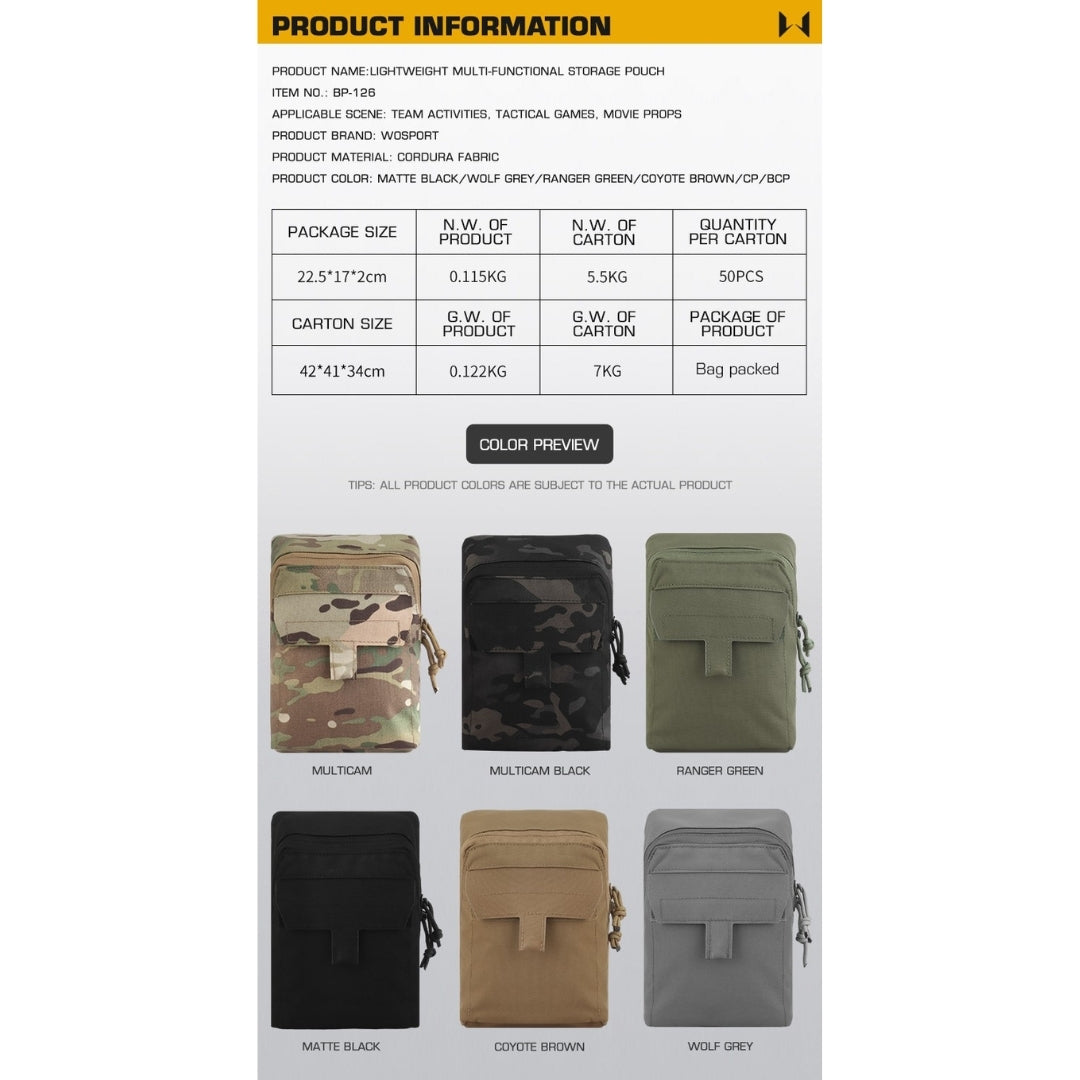 WST Multifunctional Molle Pouch GP with Zipper - Black Home > All products > Airsoft equipment and guns cases > Pouches, pockets, discarders > Multipurpose Wosport