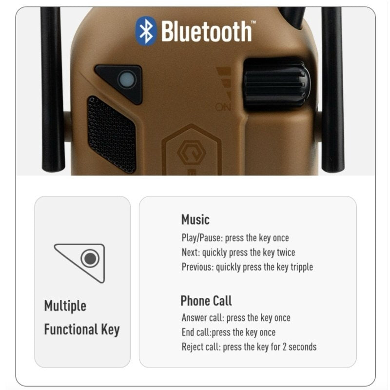 EARMOR M300T Bluetooth Electronic Hearing Protector - Coyote Brown