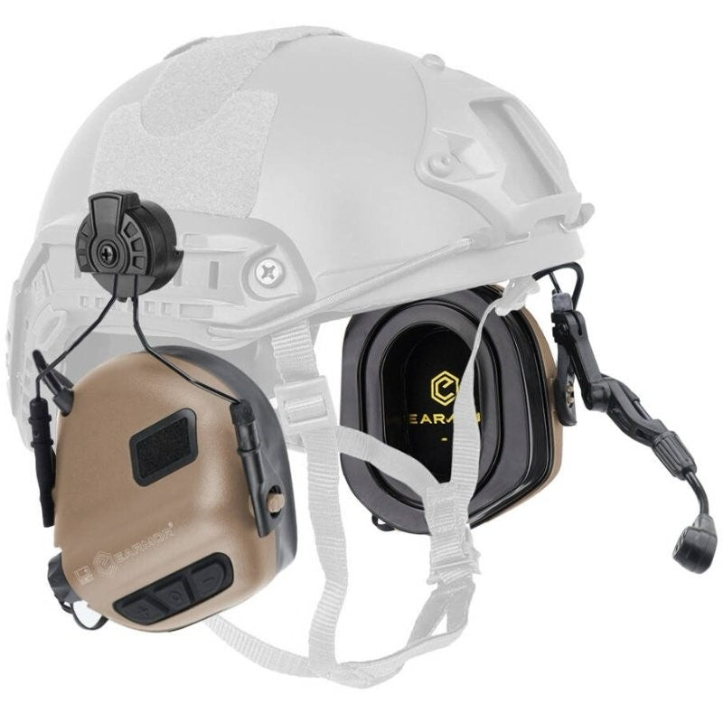 EARMOR M32 PLUS Electronic Tactical Headset, Headband / Helmet Mount - Tan