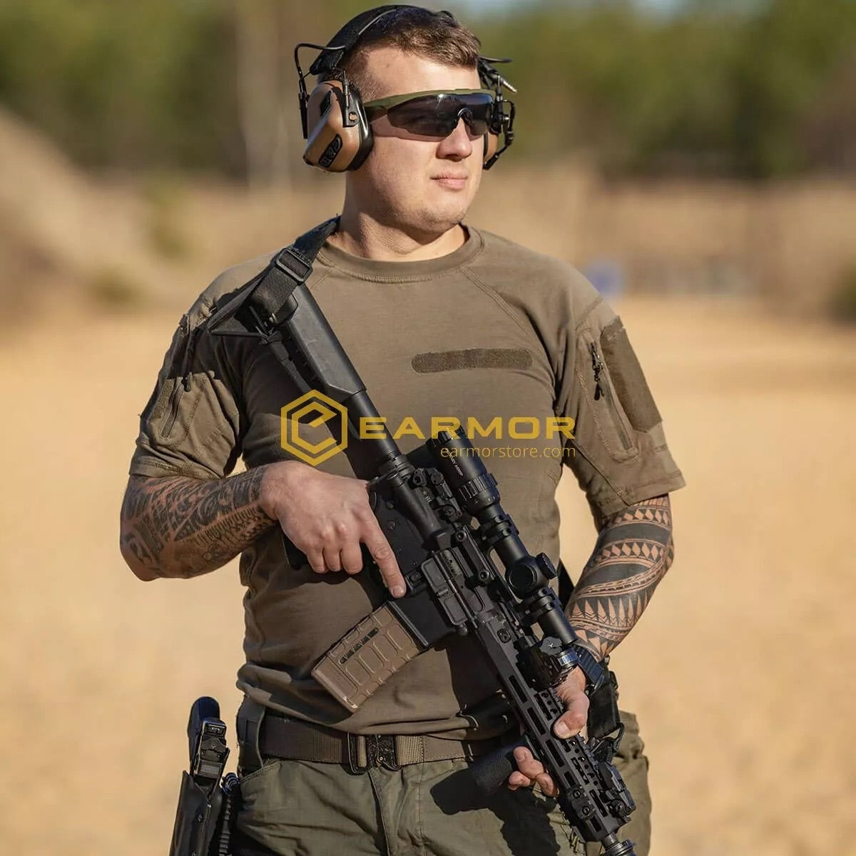 EARMOR M32 PLUS Electronic Tactical Headset - Tan