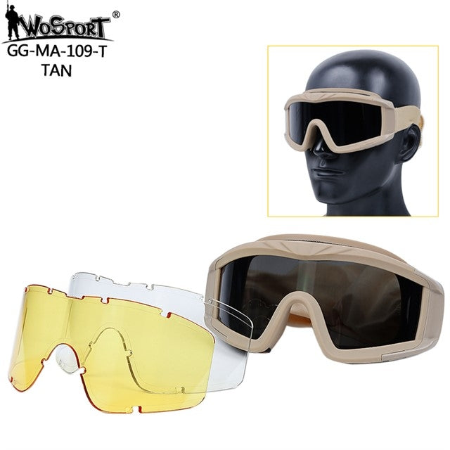 WST Desert Storm Goggles, 3 Lenses set - Tan Home > All products > Airsoft equipment and guns cases > Goggles and masks on airsoft > Goggles on Airsoft Wosport