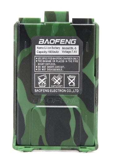 Li-Ion Battery for the Baofeng UV-5R Radio, 1800 mAh - Camo