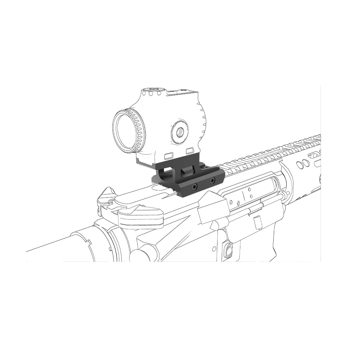 VO RUM HIGH CANTILEVER Riser RIS Mount for Red Dot Sight - Black