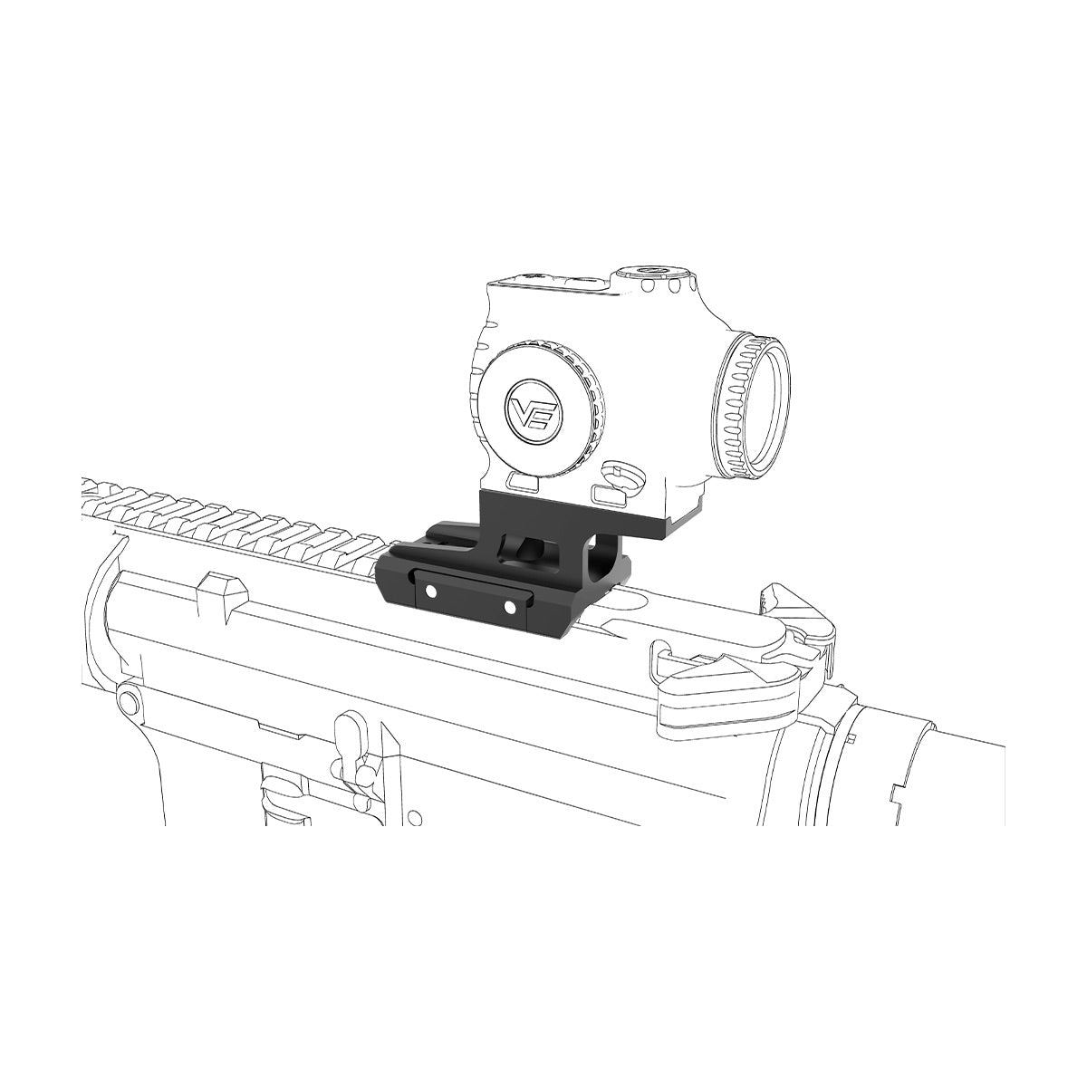 VO RUM HIGH CANTILEVER Riser RIS Mount for Red Dot Sight - Black