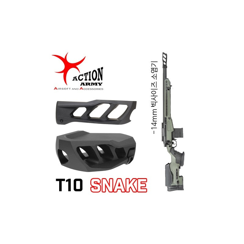 AA Aluminum Flash hider SNAKE T10, 14-mm CCW - Black