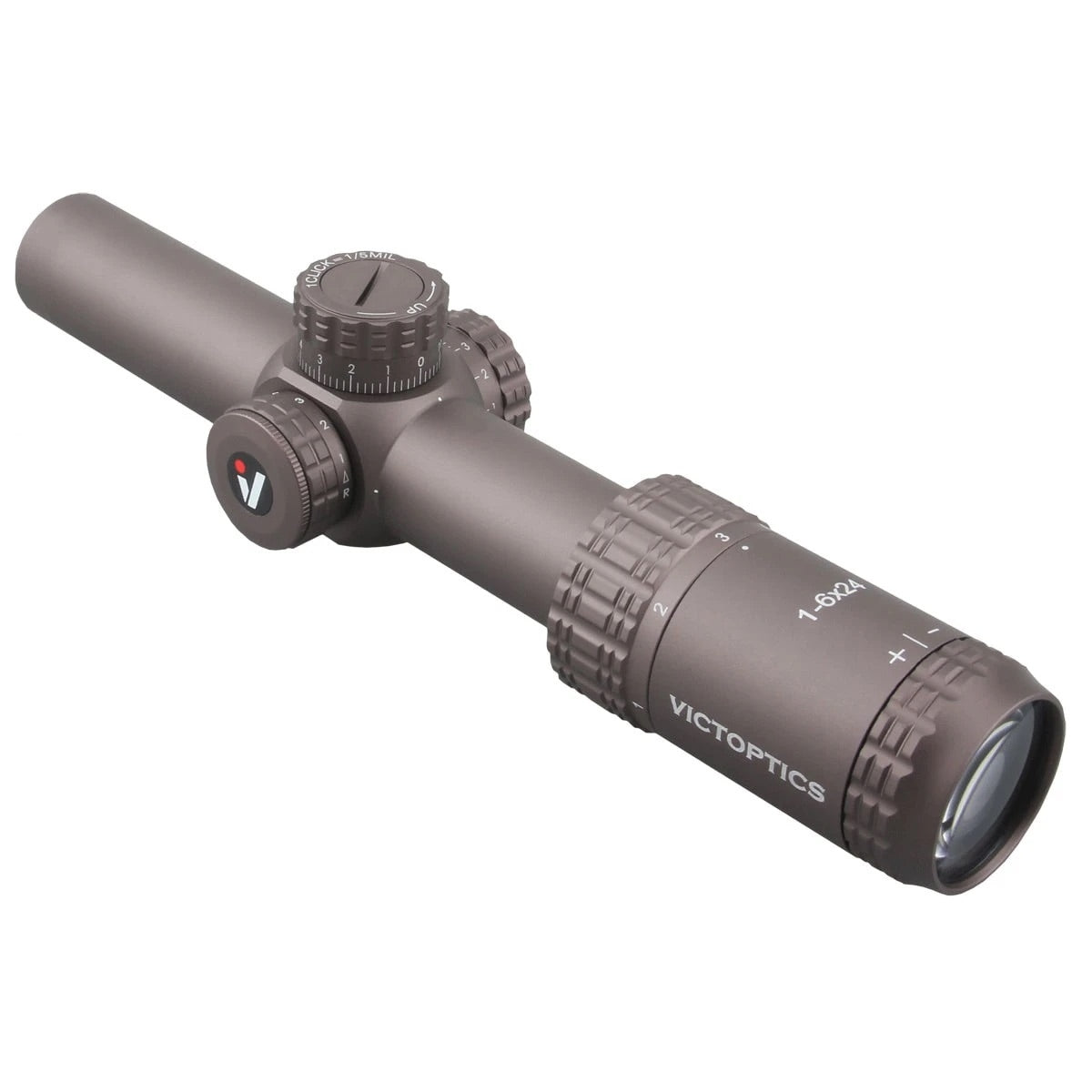 VictOptics LPVO Riflescope S6 1–6x24 plus One-Piece Mount - Brown