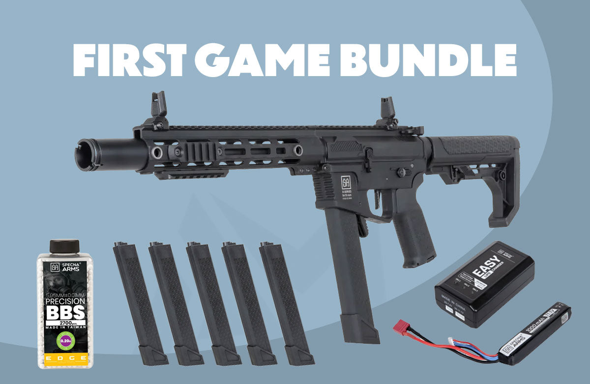 Specna Arms SA-FX02 FLEX BLDC First Game Airsoft Bundle - Replica, Charger, Battery and BBs