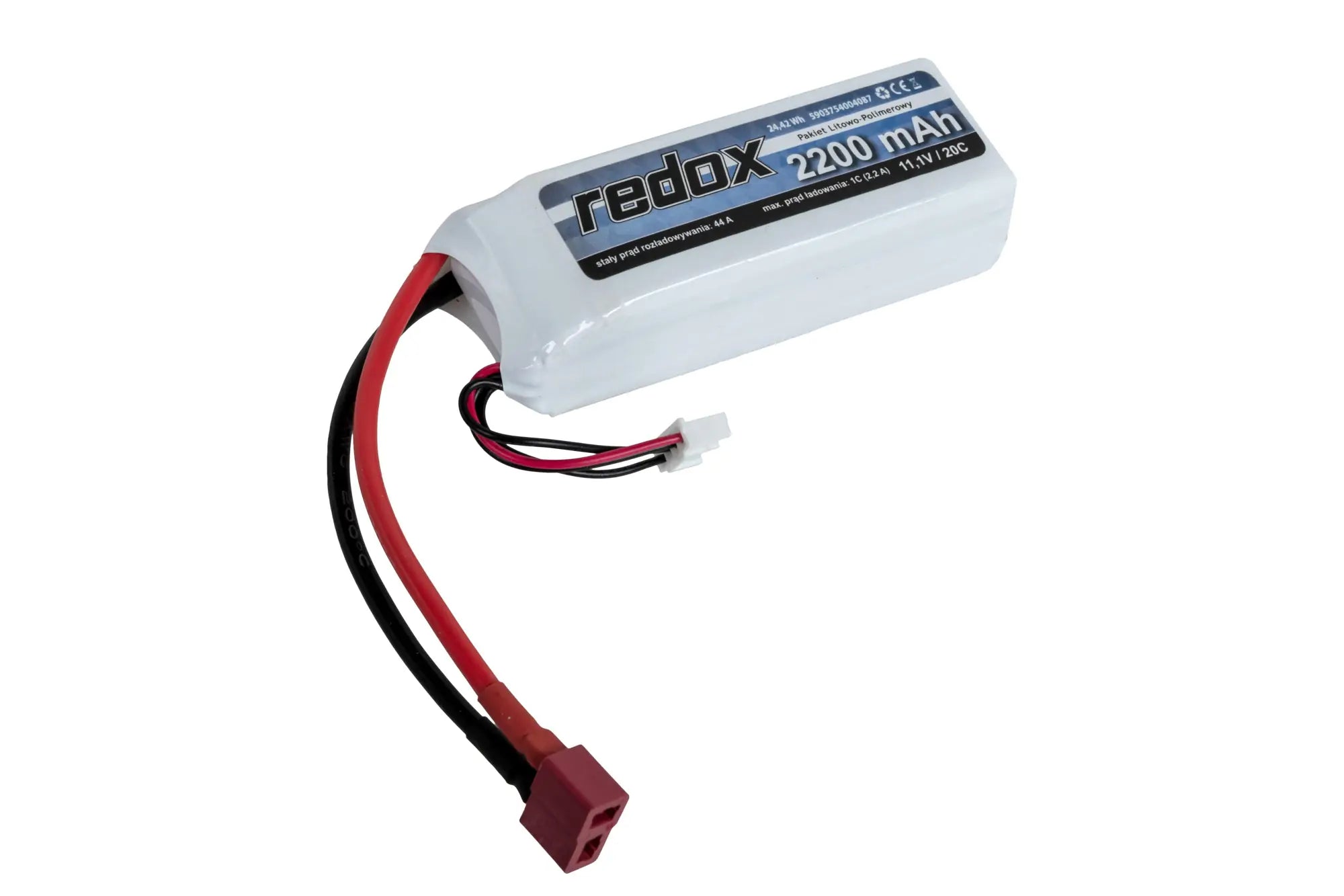 Redox 2200 mAh 11.1V 20C SC Dean LiPo battery