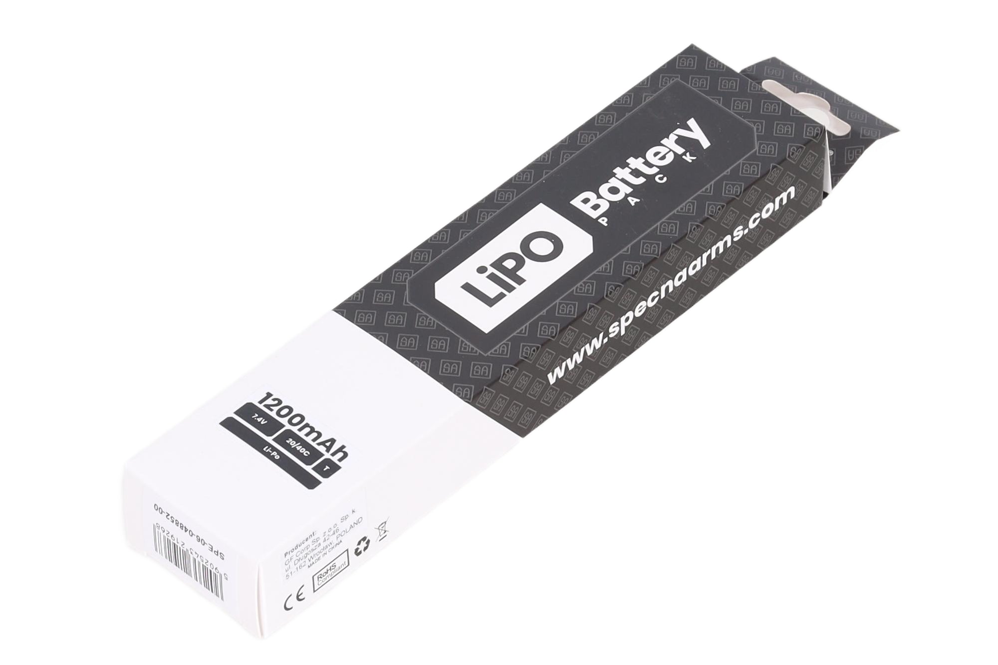 Specna Arms 7.4V 1200 mAh 20/40C LiPo battery under the cover of the Tamiya mini AK replica-1