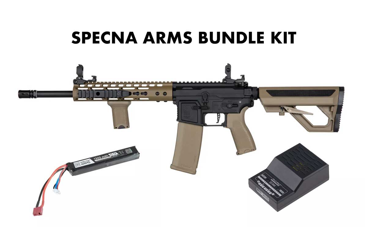 SA-E09 EDGE 2.0 Tan Bundle Airsoft rifle + Charger and Battery