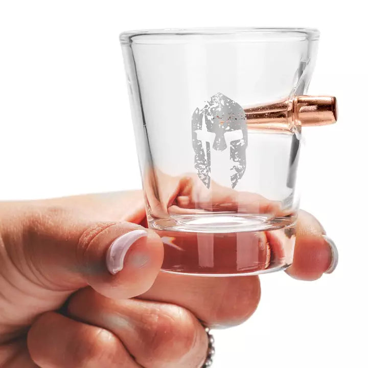 Shot Glass with .308 Bullet - Molon Labe-3