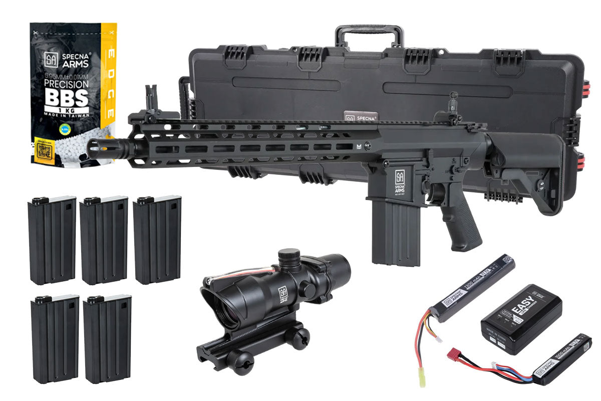 Specna Arms SA-E35 EDGE Kestrel Airsoft DMR Bundle - Rifle, Optic, Batteries, Magazines and Case
